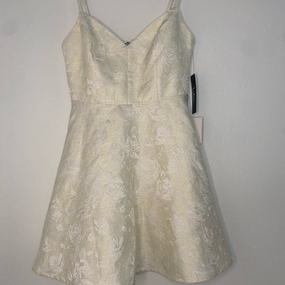 Lulus Dress Women Small Ivory Gold Sweetheart Neckline Babydoll Night Out NWT